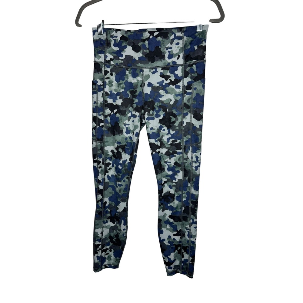 Athleta Ultimate‎ Stash II 7/8 Tight Camo Leggings Blue Gray Womens Size Medium